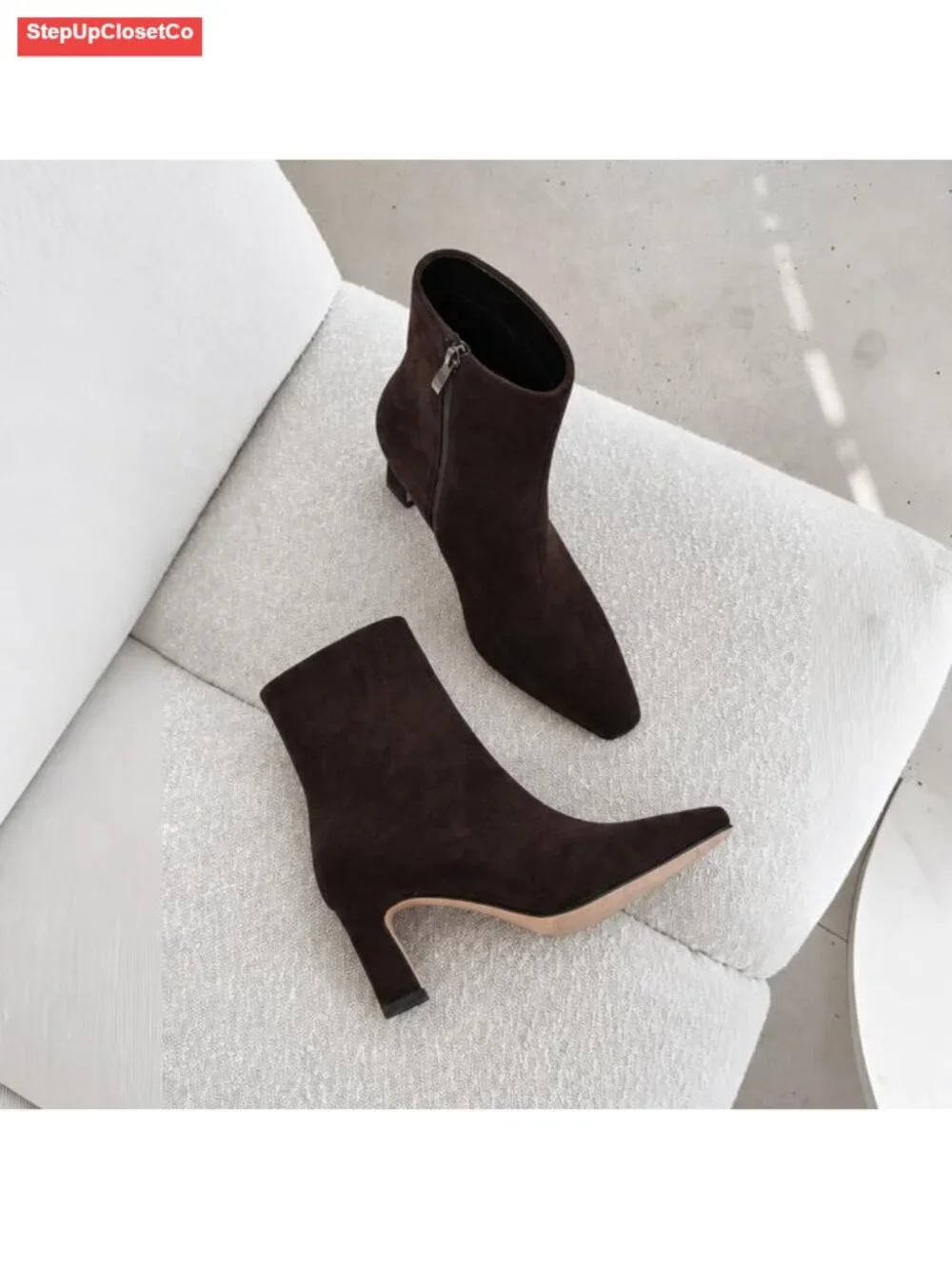 Women's Kitten Heel Ankle Boots with Side Zipper